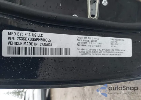 2023 Dodge Charger Sxt z USA, uszkodzony, nr VIN 2C3CDXBG5PH508365